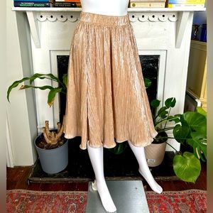 NY&Co Knee Length Gold Pleated Shimmer Skirt